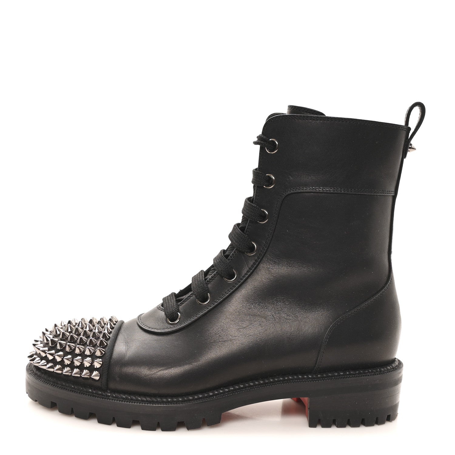 Christian Louboutin Calfskin Spikes TS Croc Flat Boots 35.5 Black 1 of 8
