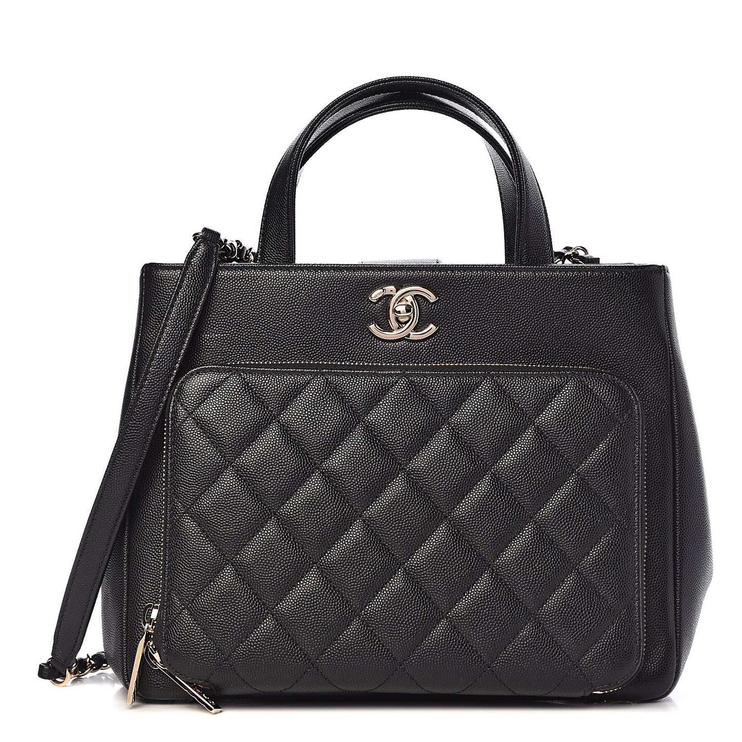 Caviar Quilted Small Business Affinity Shopping Bag Black