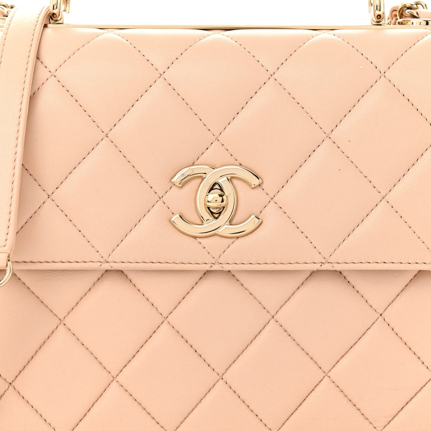 Lambskin Quilted Small Trendy CC Dual Handle Flap Bag Beige
