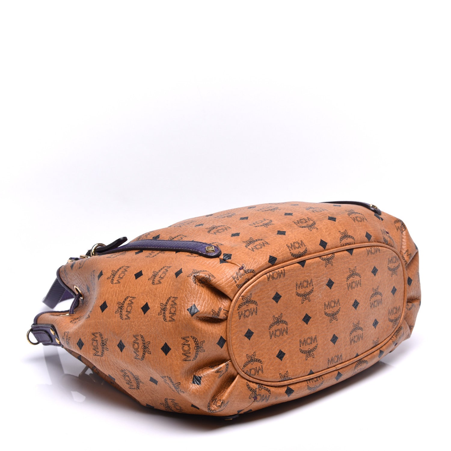 MCM Visetos Drawstring Shopper Cognac Purple 4 of 9