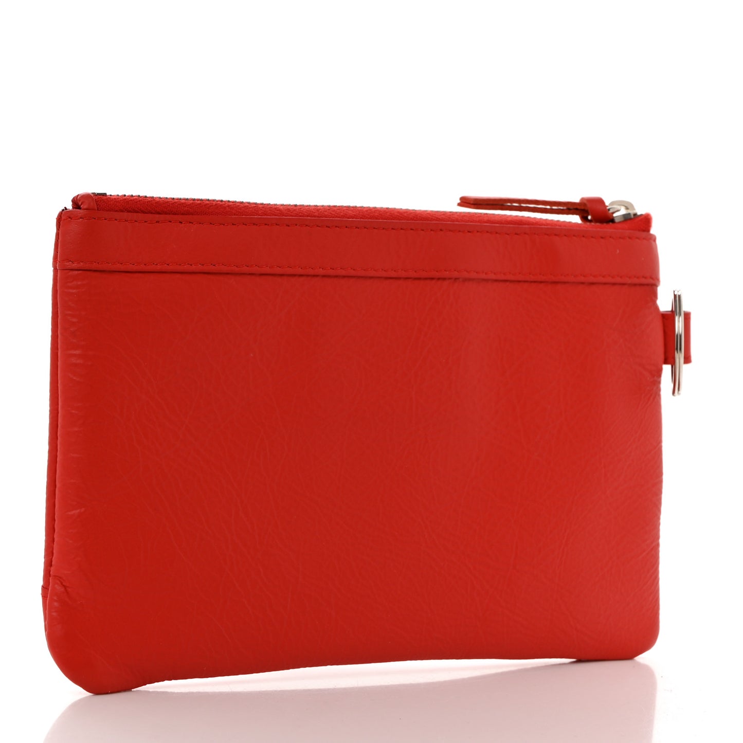 Matte Goatskin Rubber Covered Classic Hardware Small Pouch Rouge Coquelicot