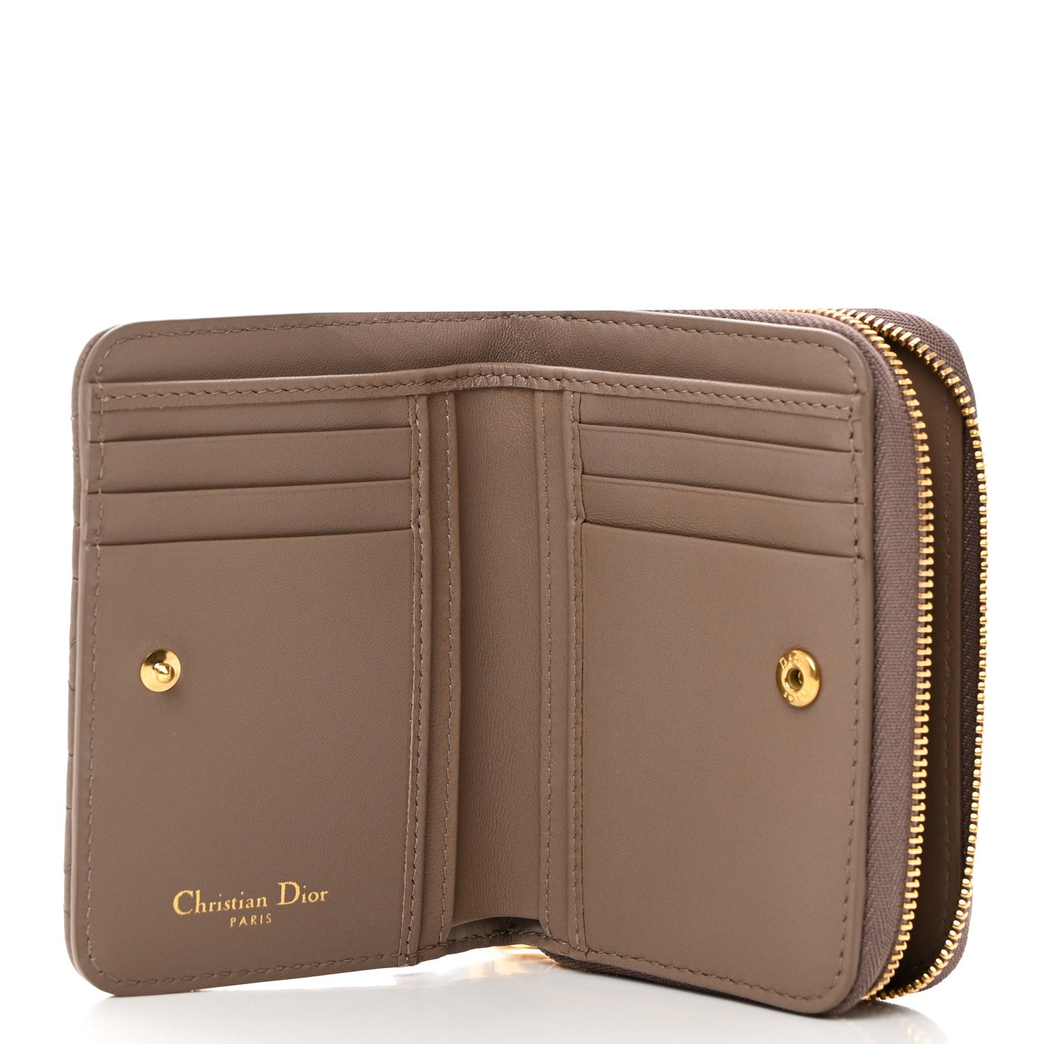 Christian Dior Grained Calfskin Supple Cannage Caro Scarlet Zipped Wallet Rose Des Vents 5 of 8