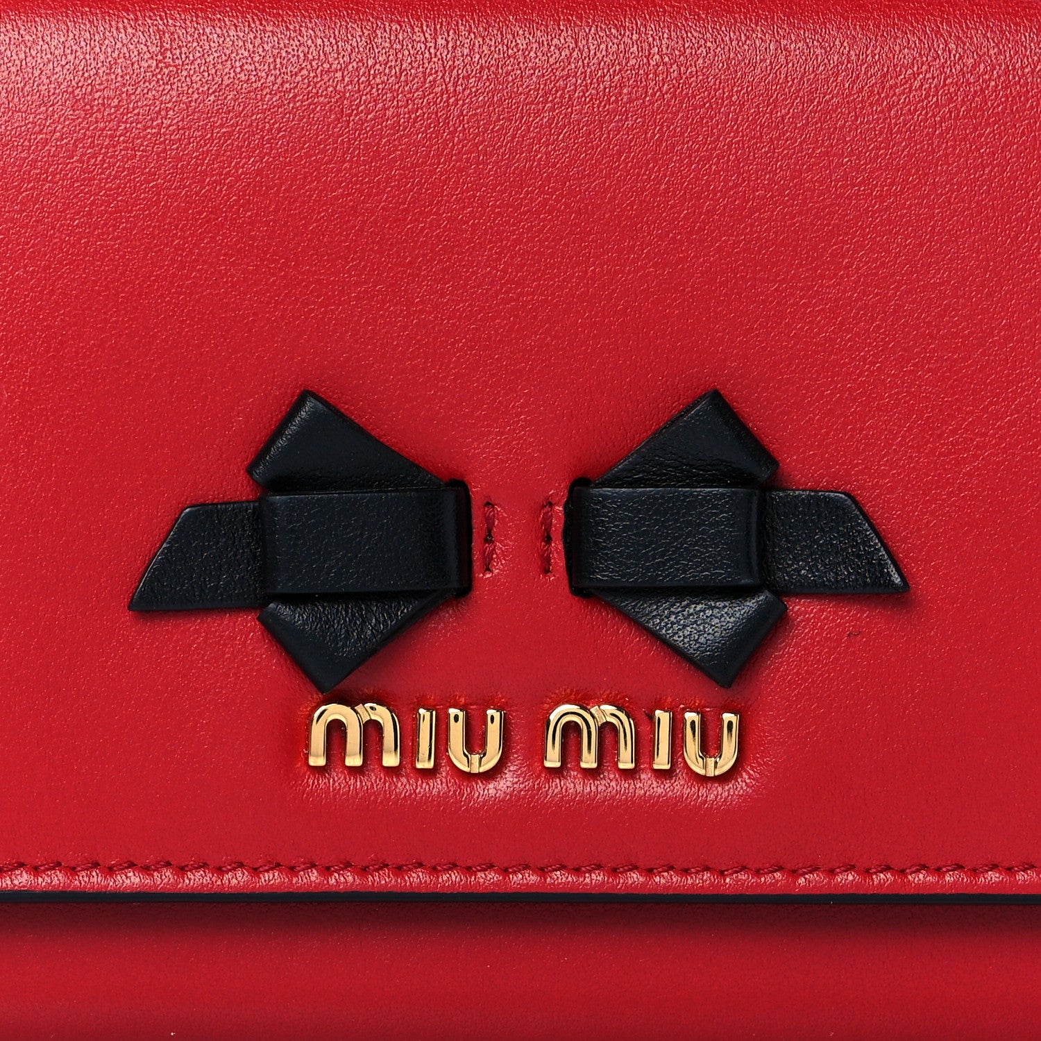 Miu Miu Soft Calfskin Bow Continental Wallet Rosso Black 8 of 8
