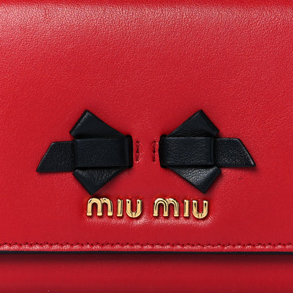 Miu Miu Soft Calfskin Bow Continental Wallet Rosso Black 8 of 8