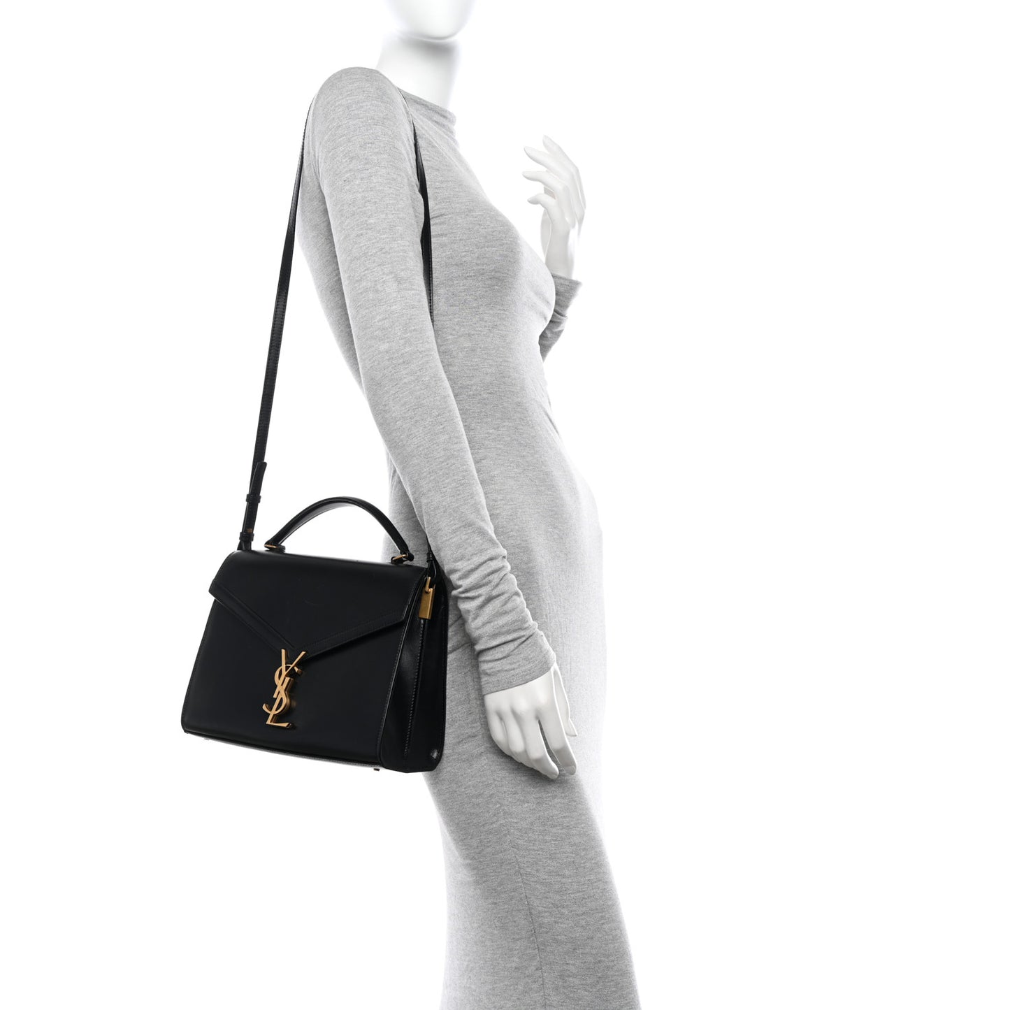 Smooth Calfskin Medium Classic Monogram Cassandra Top Handle Black Rouge Legion