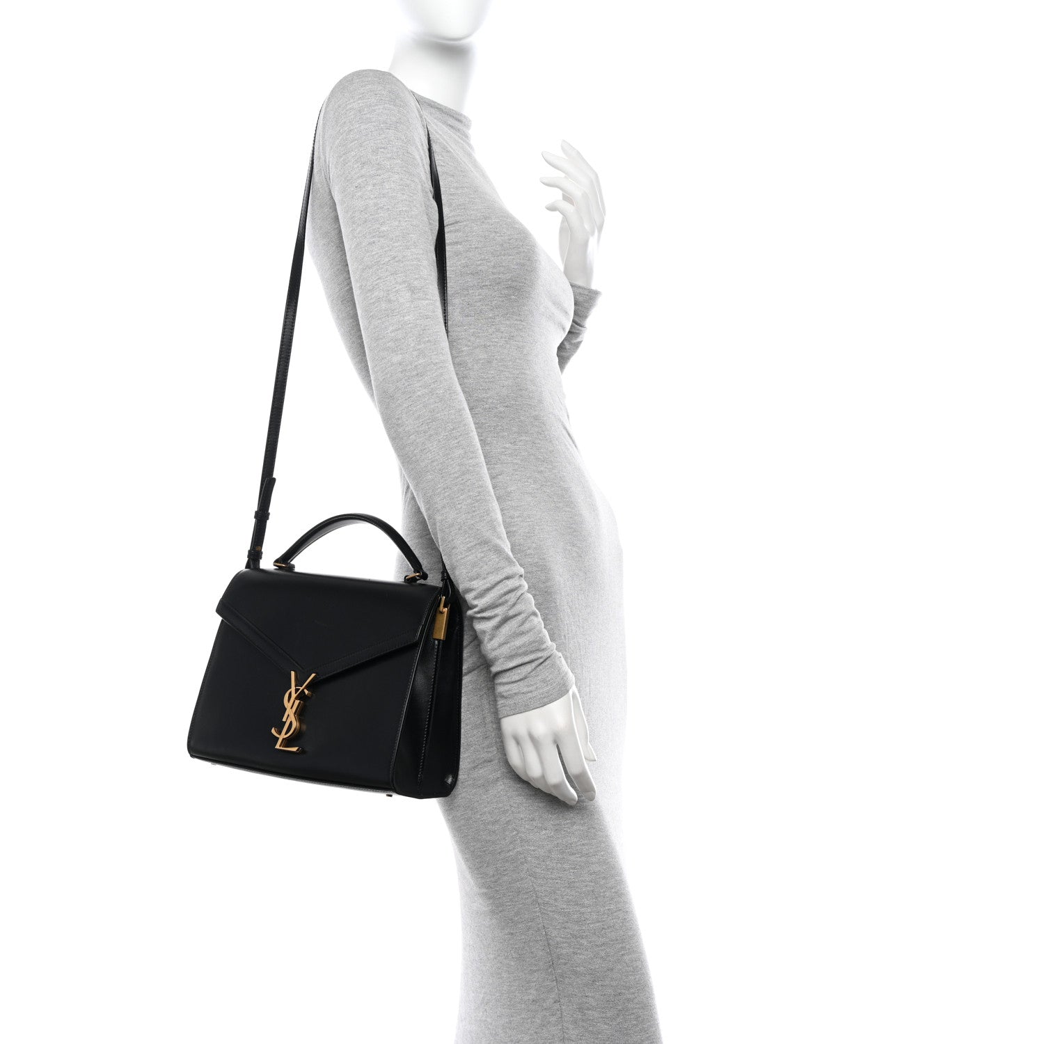 Saint Laurent Smooth Calfskin Medium Classic Monogram Cassandra Top Handle Black Rouge Legion 2 of 16