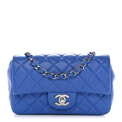 Chanel Lambskin Quilted Mini Rectangular Flap Blue 1 of 10