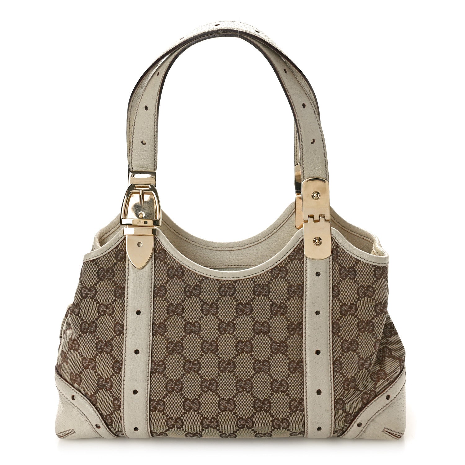 Gucci Monogram Horsebit Shoulder Bag Off White 1 of 12