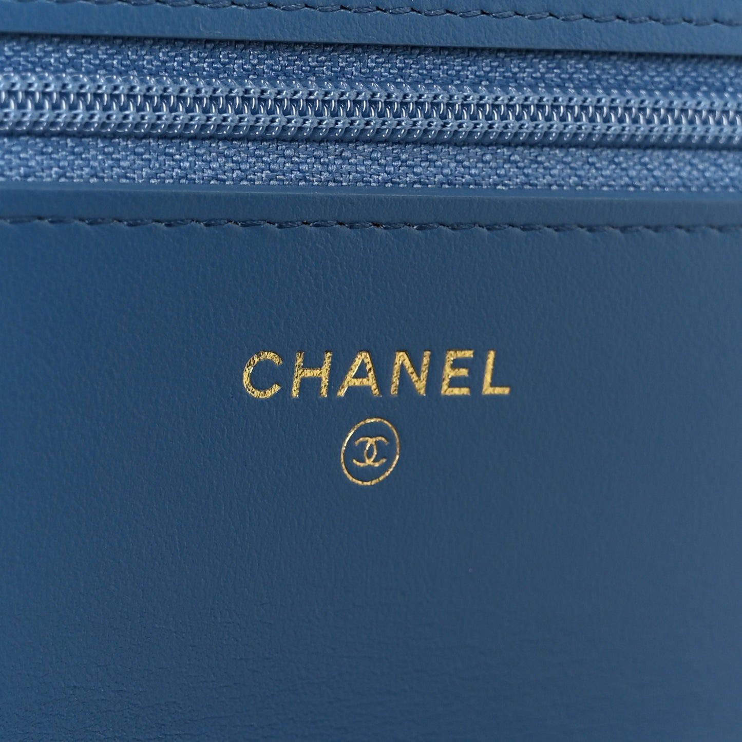 Denim Quilted Chanel 19 Wallet On Chain WOC Blue