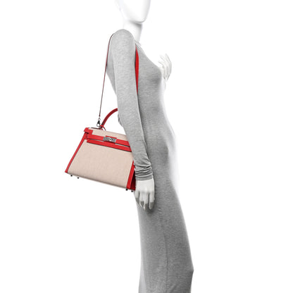 Hermes Toile Swift Kelly Sellier 28 Rouge Piment Ecru 2 of 10