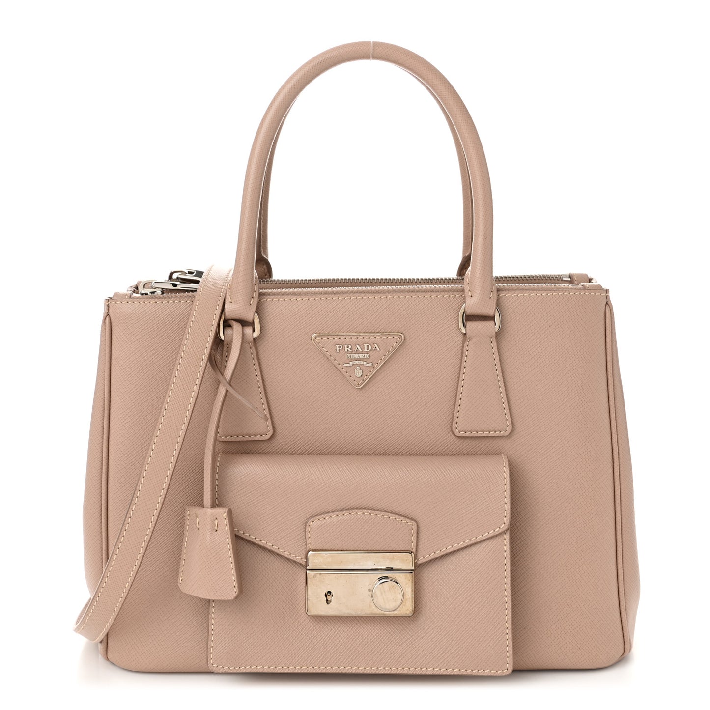 Saffiano Lux Galleria Front Pocket Tote Cammeo