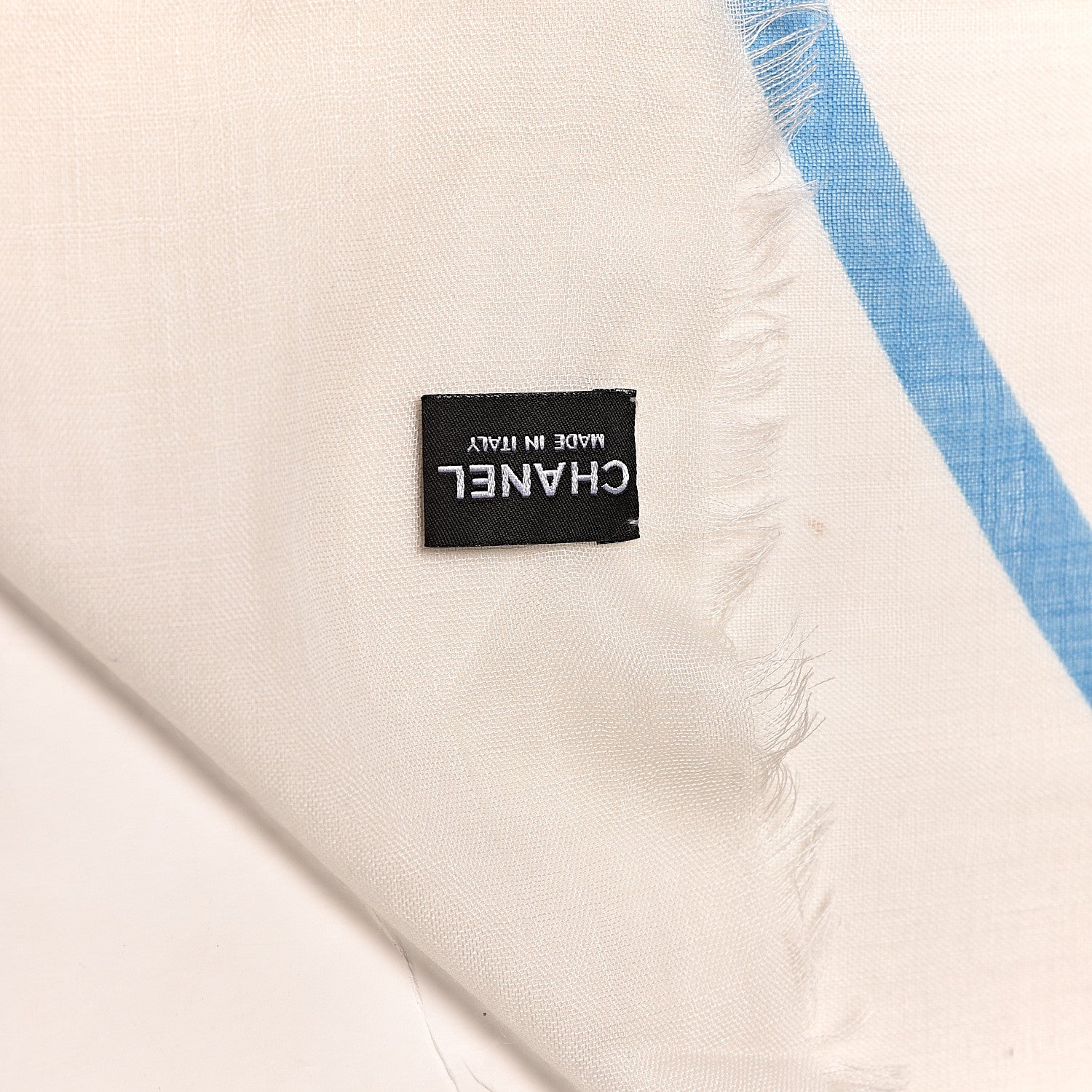 Chanel Cashmere Wool Silk CC Logo Scarf White 5 of 5