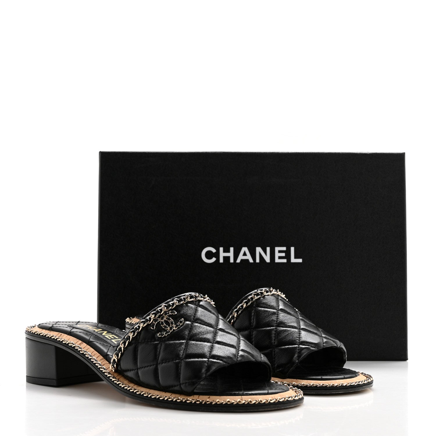 Chanel Lambskin Quilted Chain CC Sandals 40 Black 15 of 15