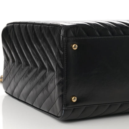 Chanel Aged Calfskin Chevron Large Coco Handle Shopping Tote Black 10 of 11