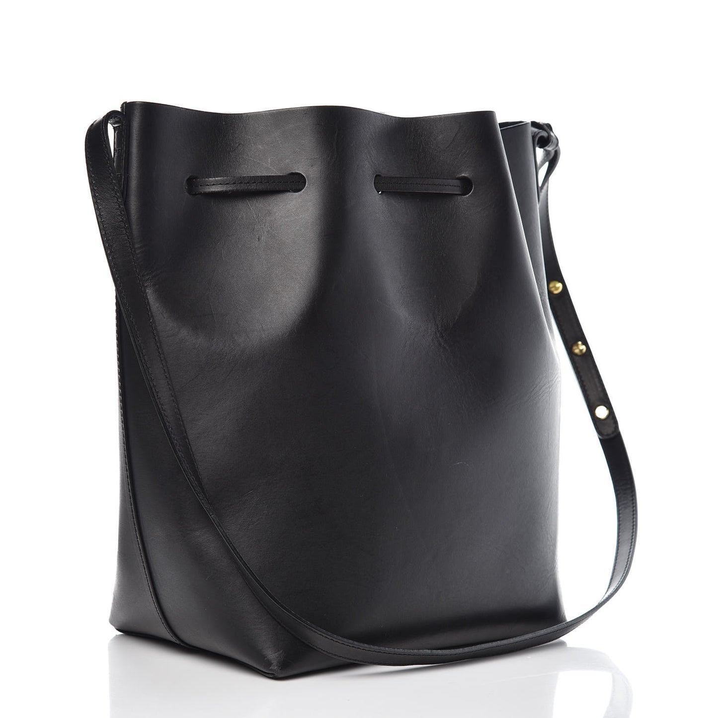 Vegetable Tanned Calfskin Bucket Bag Black Blu