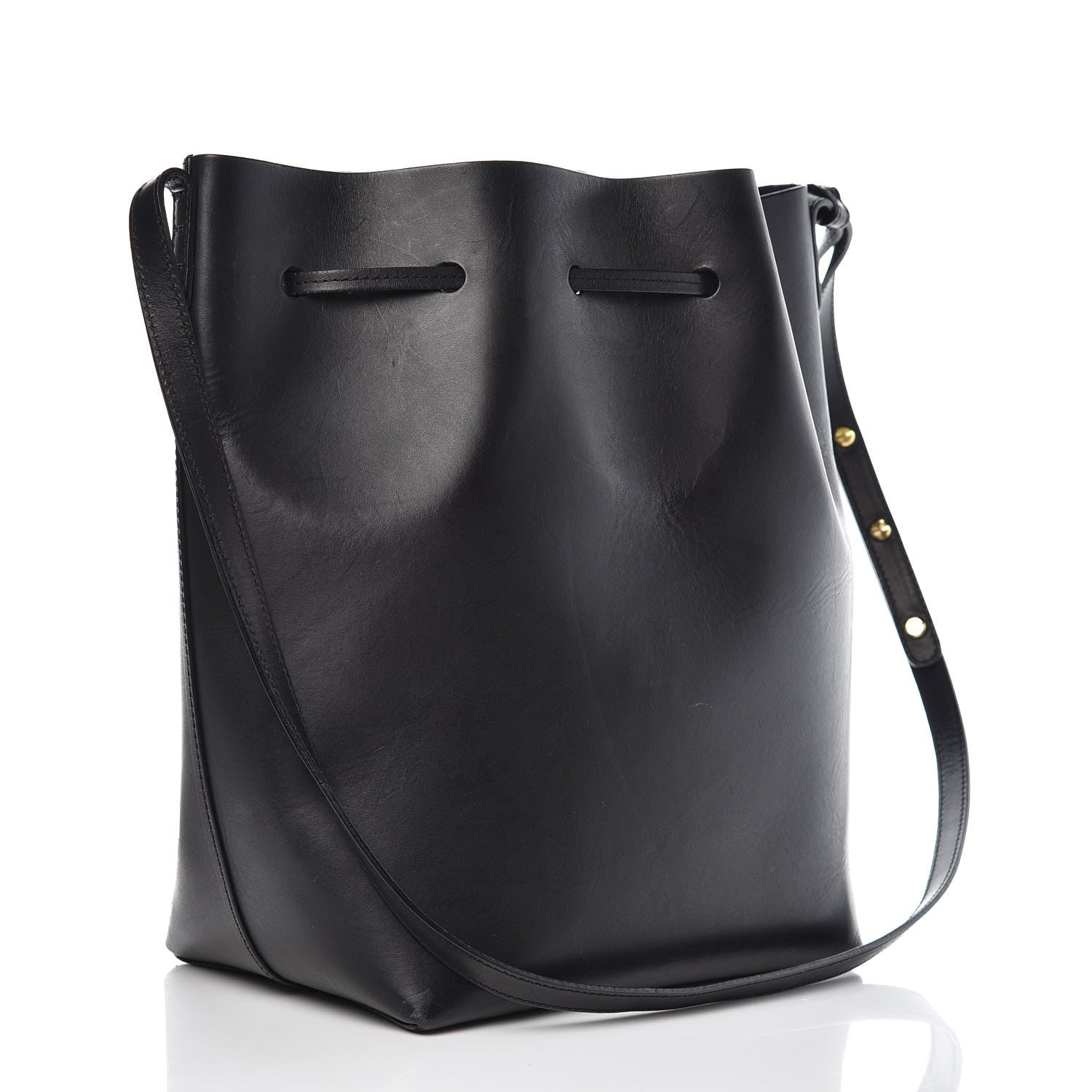Mansur Gavriel Vegetable Tanned Calfskin Bucket Bag Black Blu 3 of 13