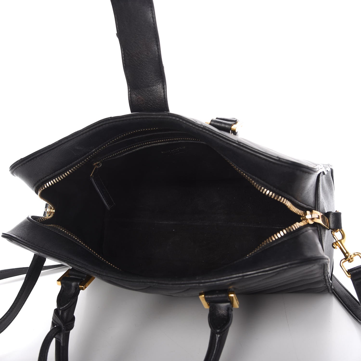 Saint Laurent Calfskin Matelasse Chevron Small Monogram Cabas Black 5 of 11