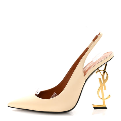 Saint Laurent Calfskin Opyum 110 Slingback Pumps 39.5 Real Beige 1 of 10