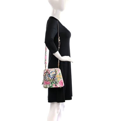 Gucci X KEN SCOTT New Shangai Calfskin Jardin D'Avril Floral Print Mini Horsebit 1955 Top Handle Bag Ivory Pink Wild Rose 2 of 10