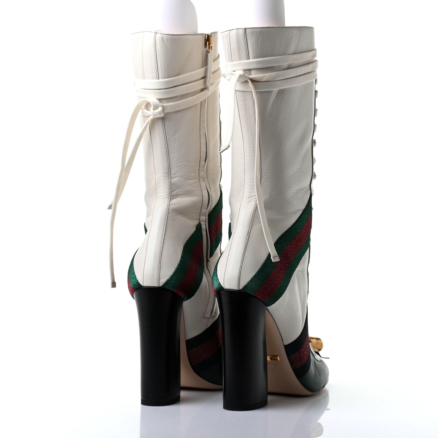 Malaga Kid Lace Up Boots 40.5 White Bright Evergreen