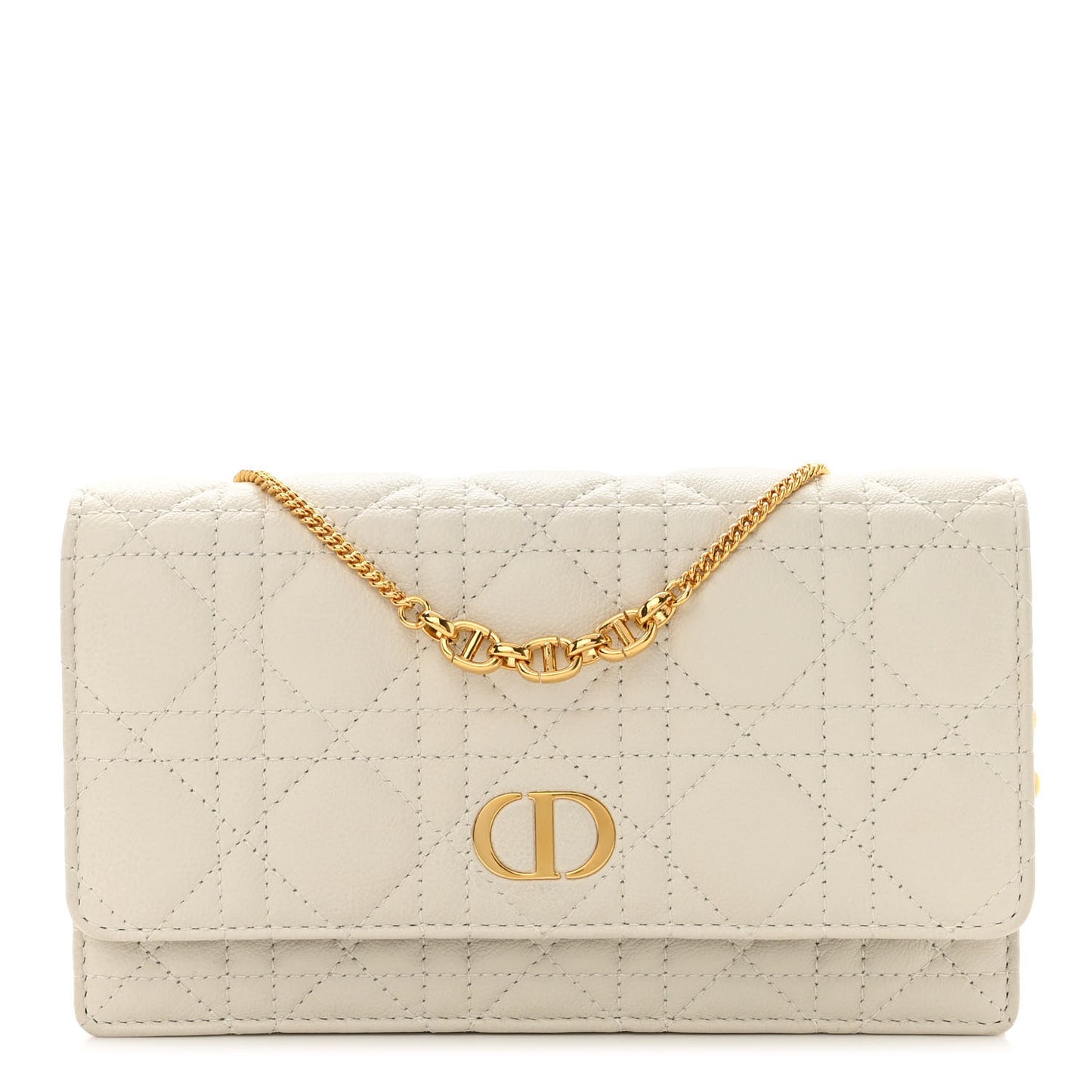 Supple Calfskin Caro Pouch with Chain Latte