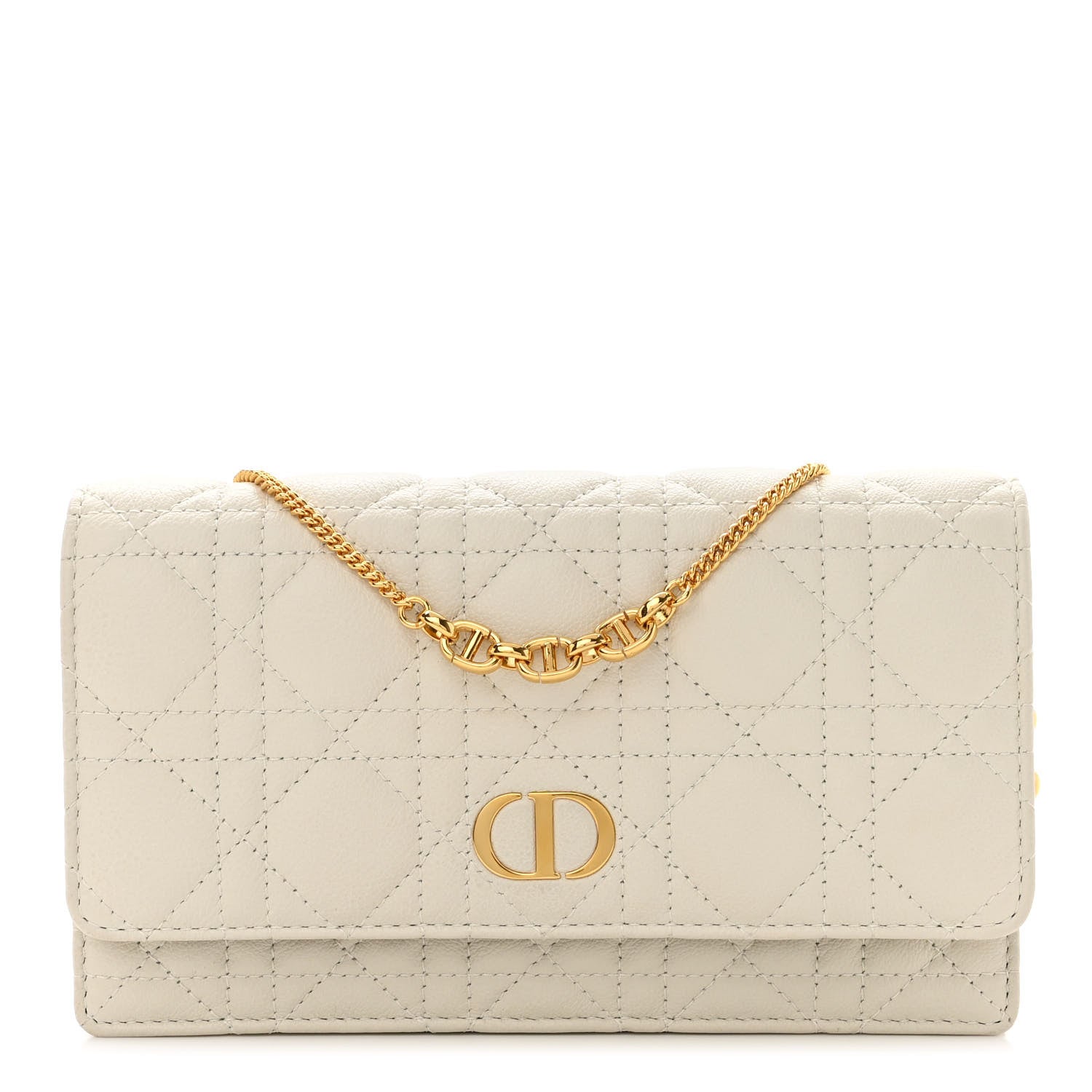 Christian Dior Supple Calfskin Caro Pouch with Chain Latte 1 of 10