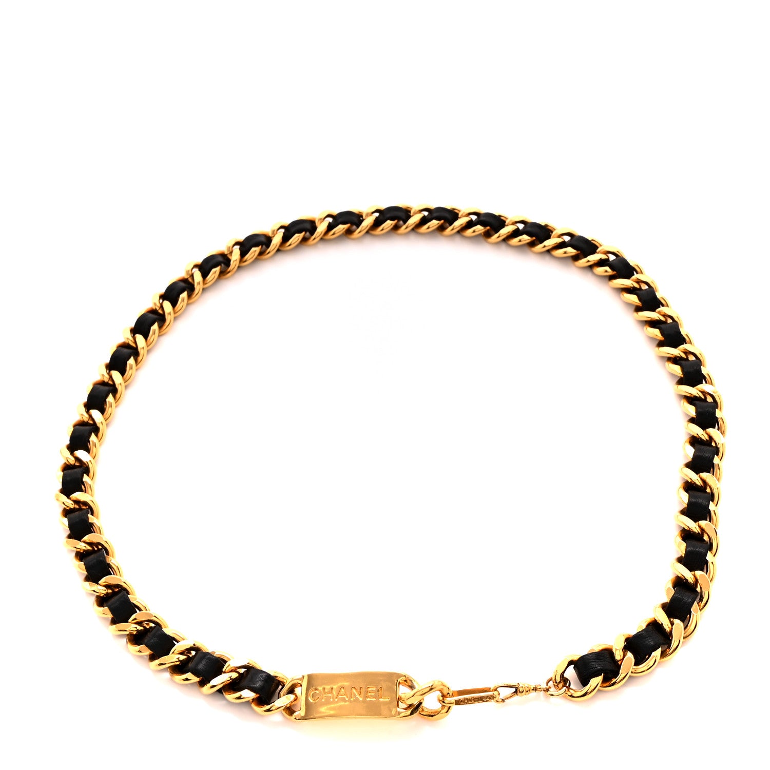 Chanel Lambskin Chain Logo Belt Gold Black 1 of 4