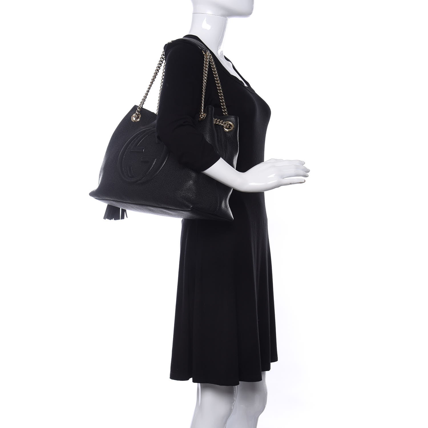 Gucci Pebbled Calfskin Medium Soho Chain Shoulder Bag Black 2 of 10