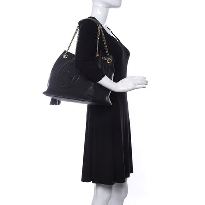 Gucci Pebbled Calfskin Medium Soho Chain Shoulder Bag Black 2 of 10