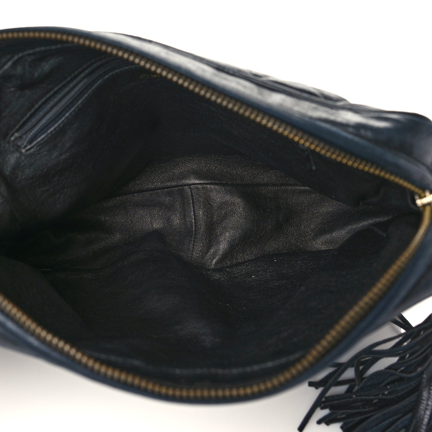 Lambskin Quilted CC Tassel Camera Case Black