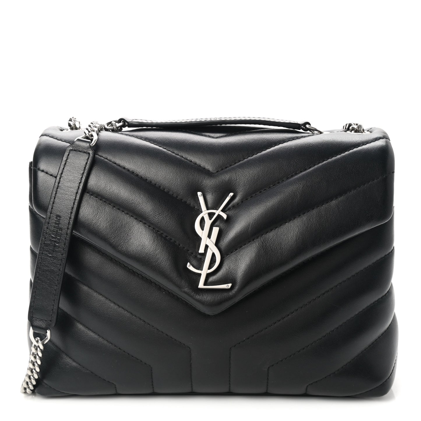 Calfskin Y Quilted Monogram Small Loulou Chain Satchel Black