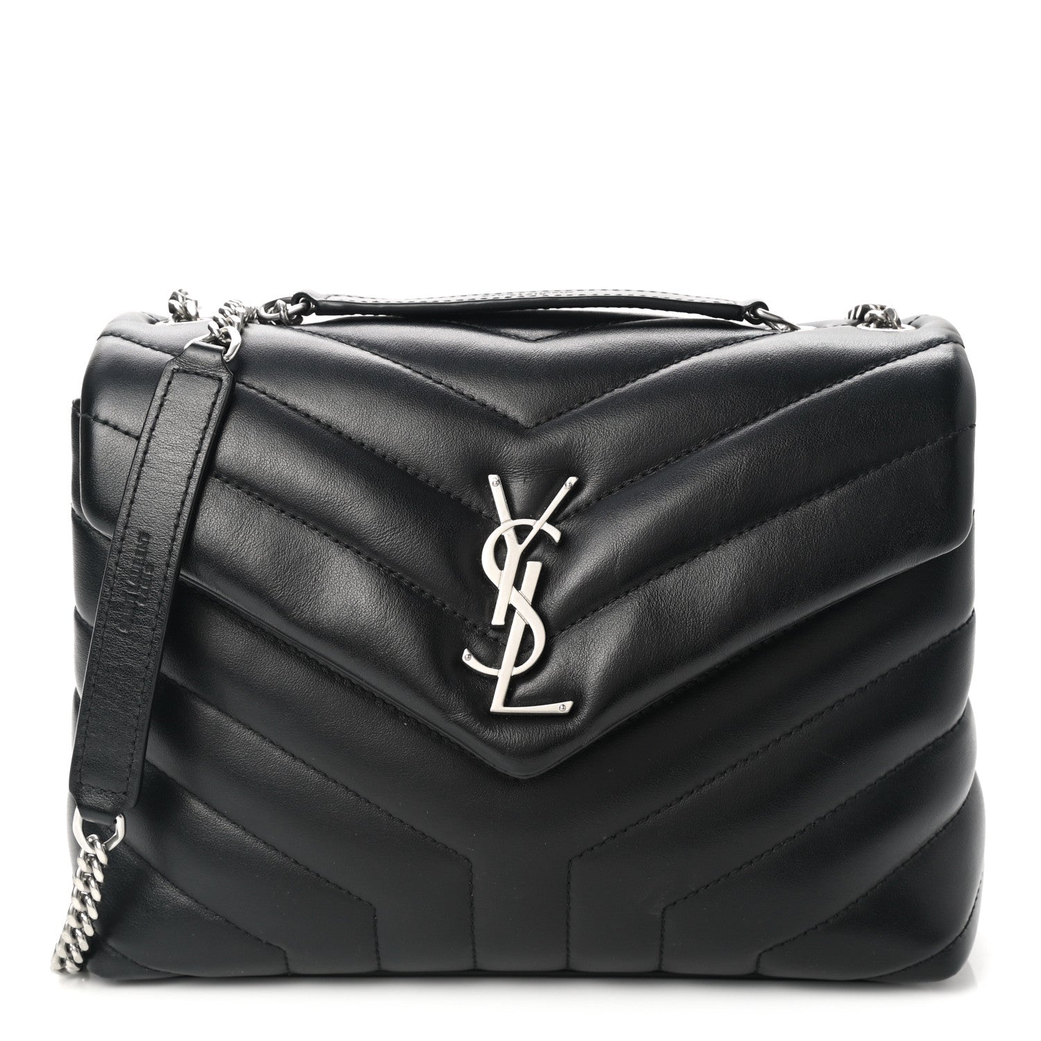 Saint Laurent Calfskin Y Quilted Monogram Small Loulou Chain Satchel Black 1 of 10