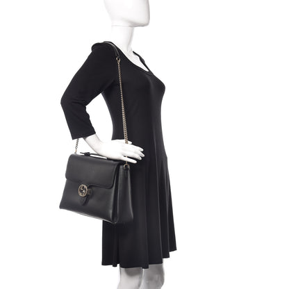 Gucci Dollar Calfskin Medium Interlocking G Top Handle Shoulder Bag Black 2 of 10