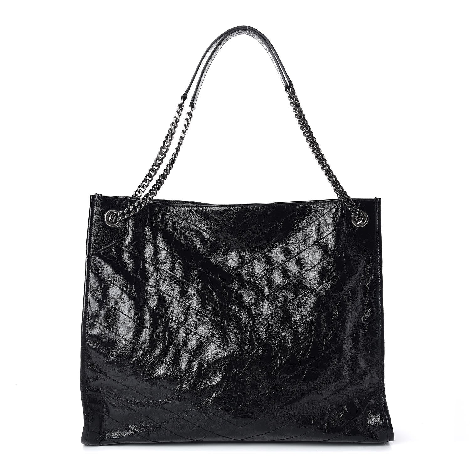 Saint Laurent Crinkled Calfskin Matelasse Monogram Niki Shoulder Bag Black 1 of 10