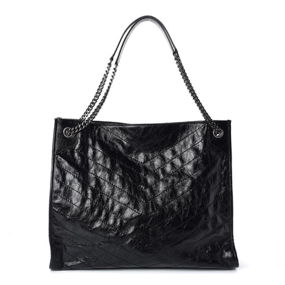 Saint Laurent Crinkled Calfskin Matelasse Monogram Niki Shoulder Bag Black 1 of 10