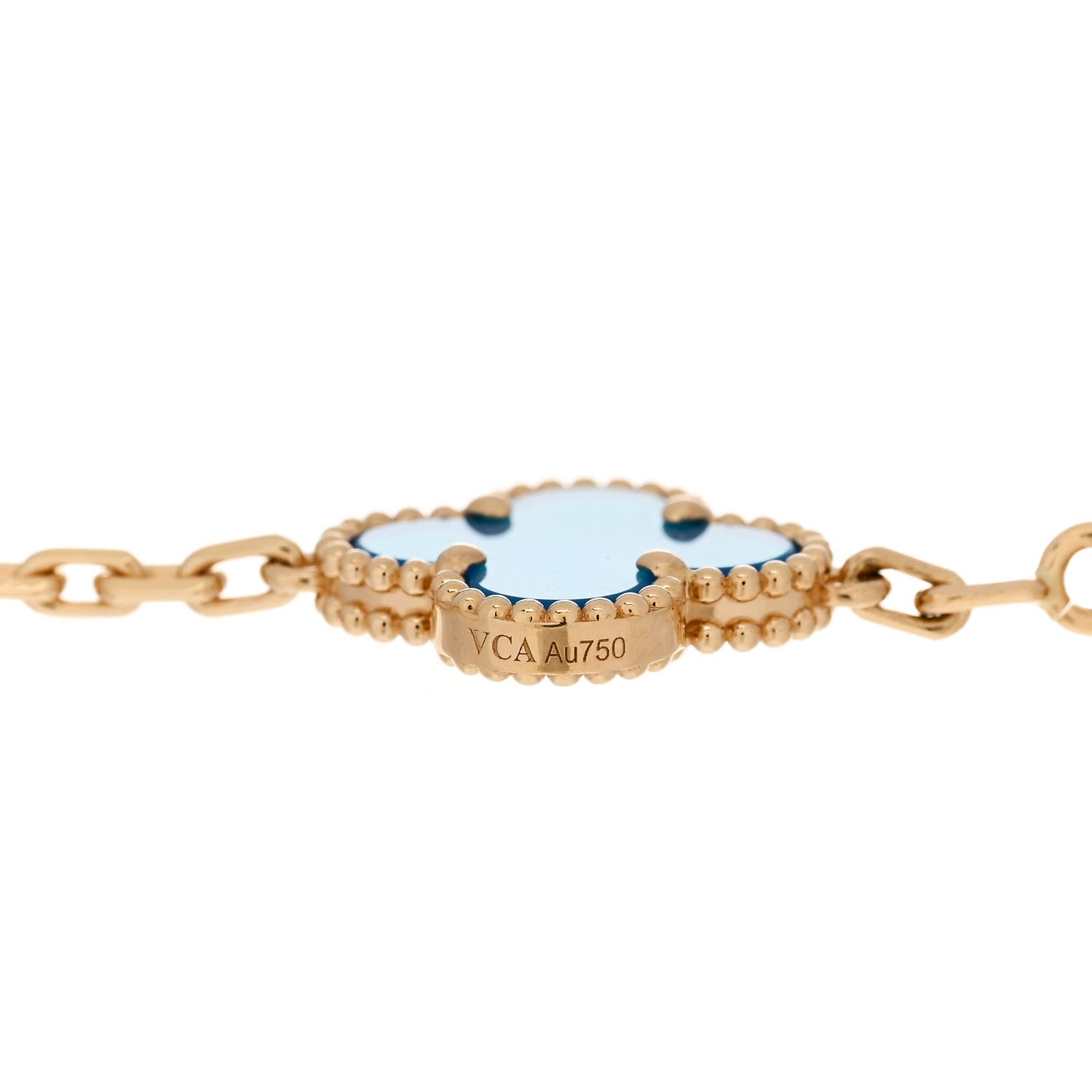 Van Cleef & Arpels 18K Yellow Gold Blue Agate 5 Motifs Vintage Alhambra Bracelet 3 of 5