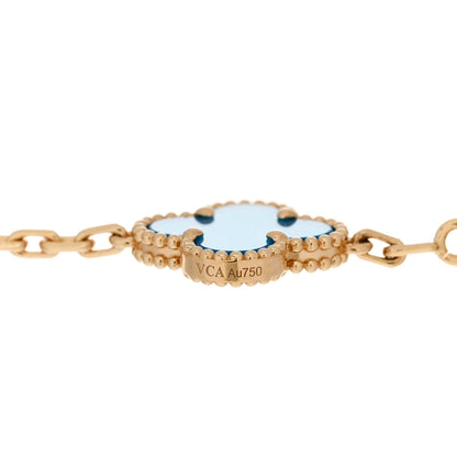 Van Cleef & Arpels 18K Yellow Gold Blue Agate 5 Motifs Vintage Alhambra Bracelet 3 of 5