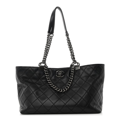 Chanel Calfskin Quilted Small Shopping In Chains Tote Black 1 of 10