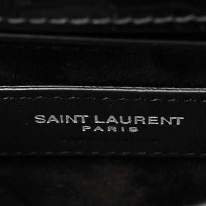 Saint Laurent Calfskin Crocodile Embossed Medium Monogram Sunset Black 6 of 10