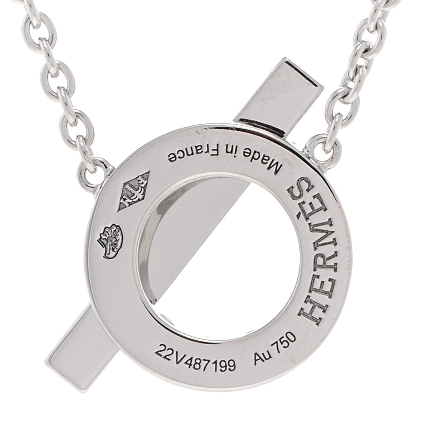 Hermes 18K White Gold Diamond Finesse Pendant Necklace 4 of 5