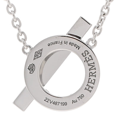 Hermes 18K White Gold Diamond Finesse Pendant Necklace 4 of 5