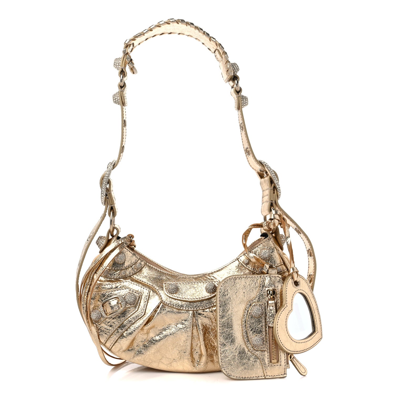 Balenciaga Metallic Agneau Arena Crystal Le Cagole Shoulder Bag XS Light Gold 1 of 10