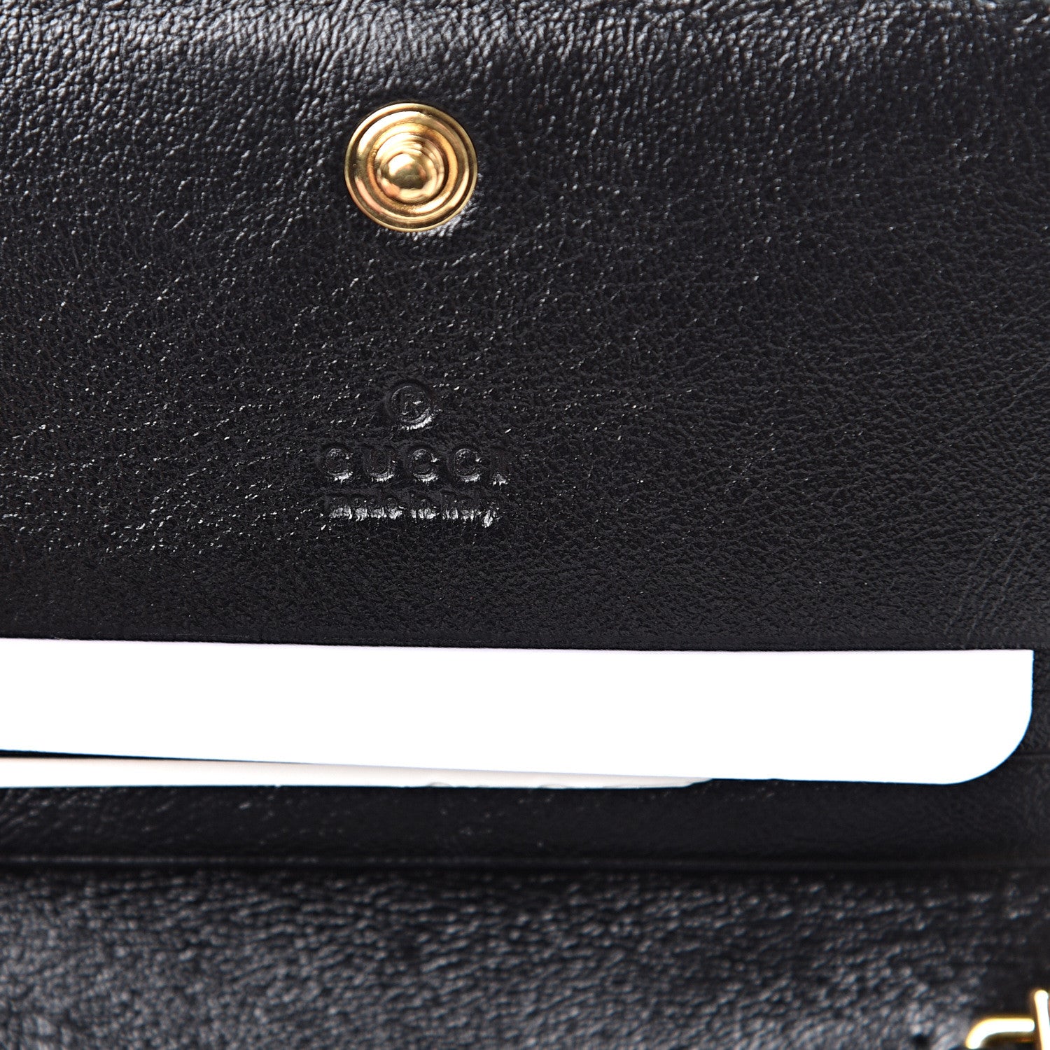 Gucci Calfskin Diagonal Striped Zumi Chain Card Case Wallet Black Beige 5 of 6