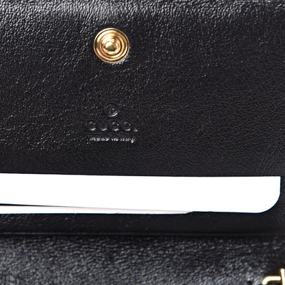 Gucci Calfskin Diagonal Striped Zumi Chain Card Case Wallet Black Beige 5 of 6