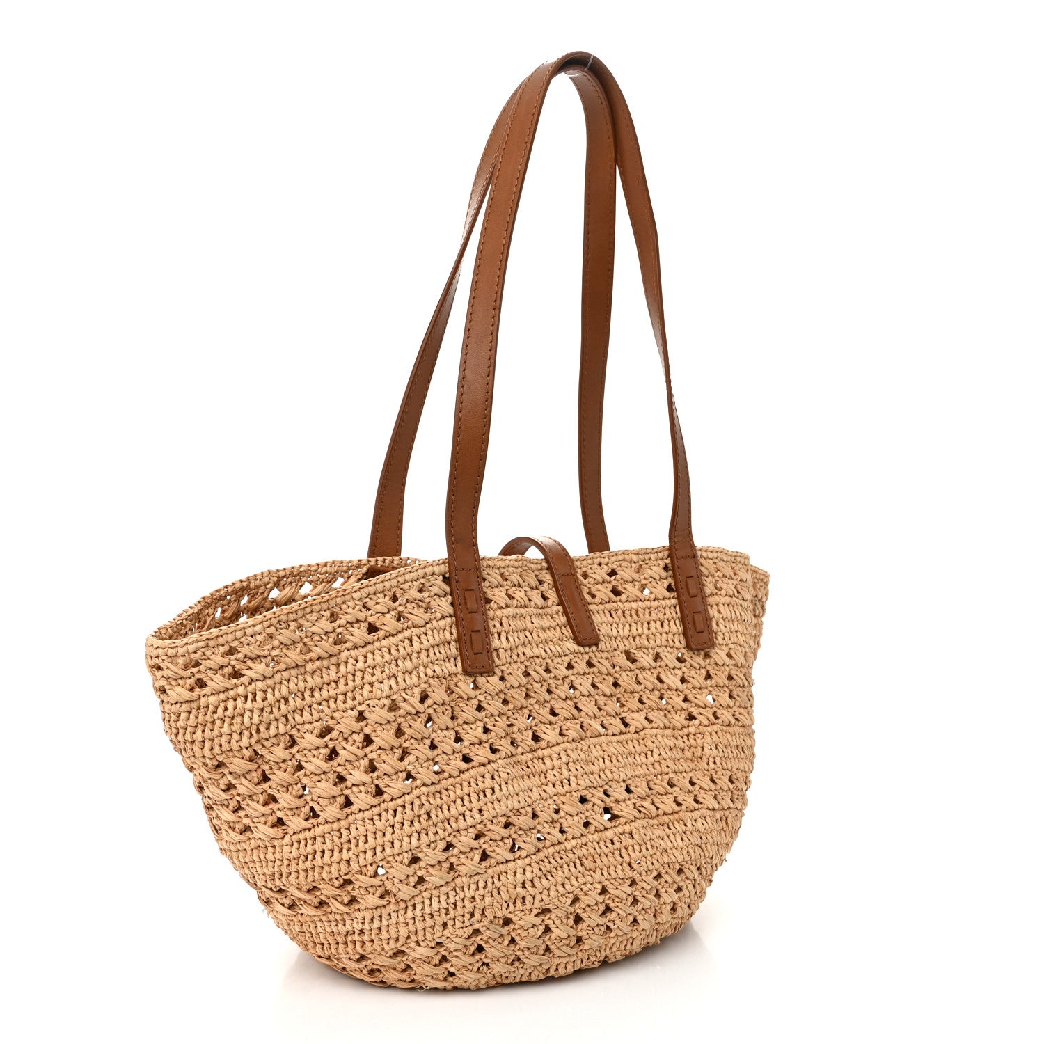 Saint Laurent Raffia Calfskin Small Panier Tote Naturel 3 of 12
