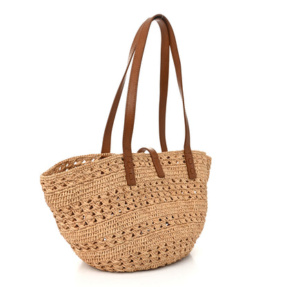Saint Laurent Raffia Calfskin Small Panier Tote Naturel 3 of 12