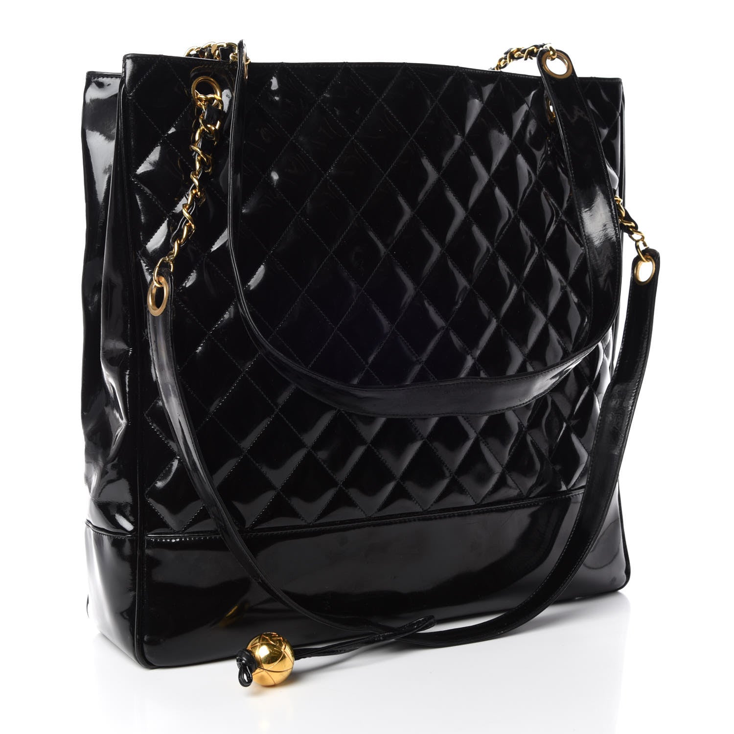 Chanel Patent Quilted Shoulder Bag Black 3 of 28