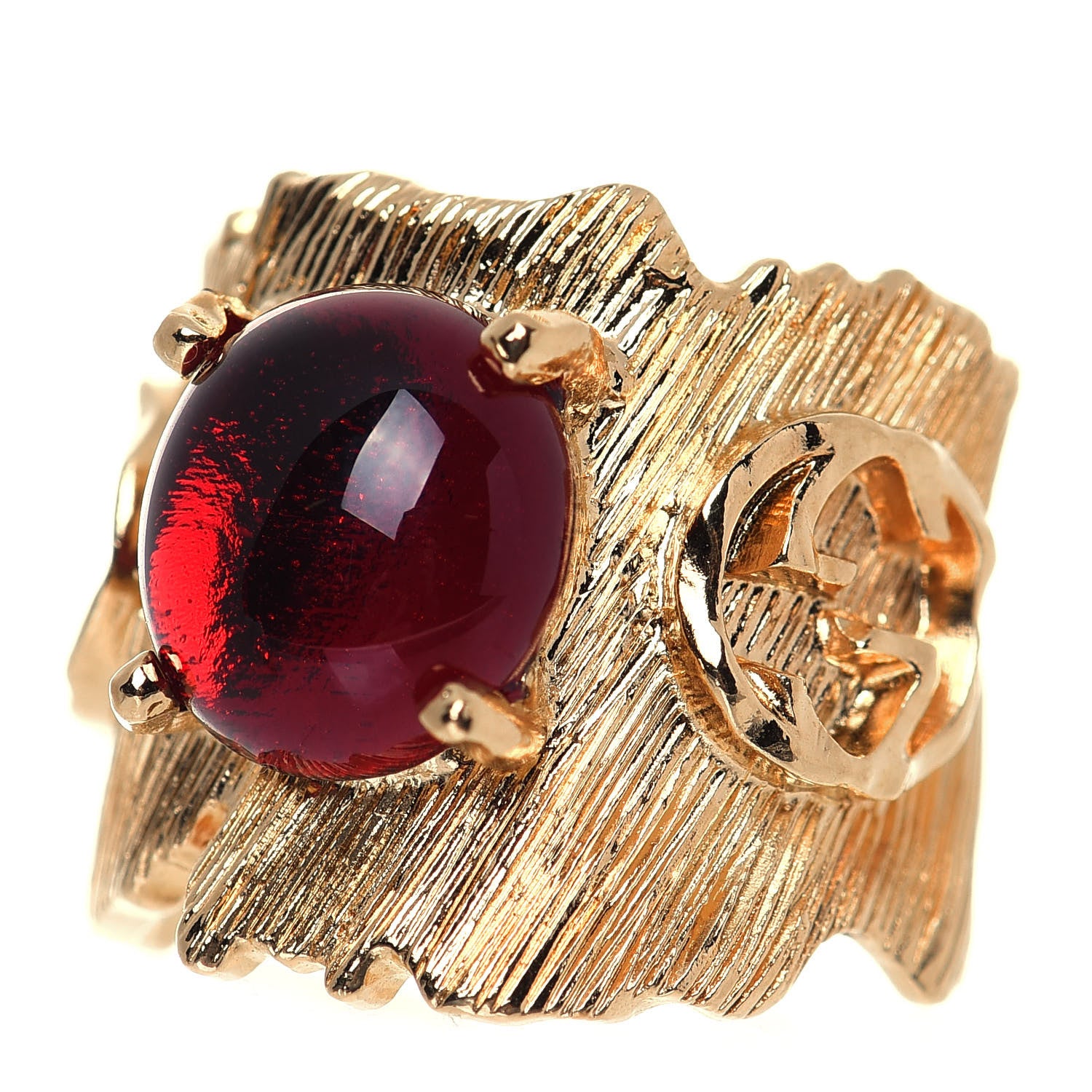Gucci Metal Crystal GG Ring S Red 1 of 5