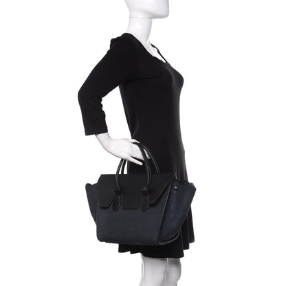 Celine Smooth Calfskin Nubuck Crocodile Embossed Mini Tie Knot Tote Navy 2 of 12