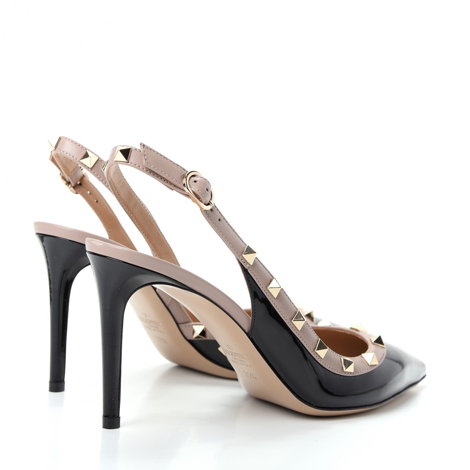 Valentino Garavani Patent Rockstud Half D'Orsay Slingback 85mm Pumps 39.5 Black Poudre 4 of 11
